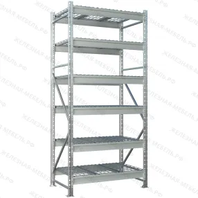 стеллаж ms pro z 2500х900х1000 (6 ярусов с секционным сетчатым настилом)