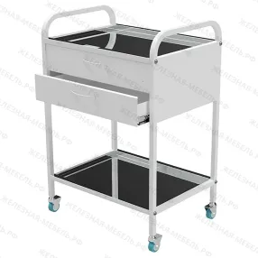 стол медицинский инструментальный сми-02-02 (полки нерж., колёса пластик)