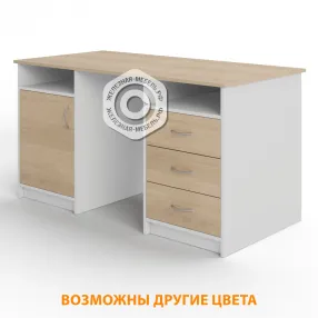 стол рабочий срт-14 (1400х600х750) с двумя тумбами (корпус лдсп белый, столешница лдсп дуб сонома)