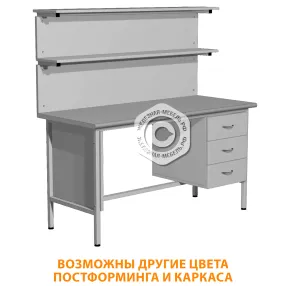 стол лабораторный сл-113 с тумбой (1600х600х750) (постформинг серый, каркас серый)