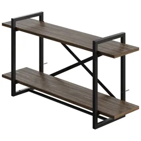 полка навесная gutta 470х920х250 (2 яруса) каркас чёрный, настил коричневый