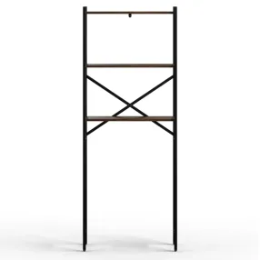 стеллаж для ванной комнаты gutta 1800х690х250 (3 полки) каркас чёрный, настил коричневый