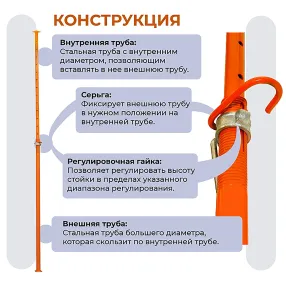 стойка телескопическая для опалубки 3,7 м (усиленная)