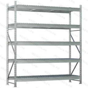 стеллаж ms pro z 2500х1800х800 (5 ярусов с секционным сетчатым настилом)