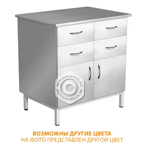тумба стационарная металлическая слм-4.3 (столешница сталь, каркас белый)