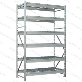 стеллаж ms pro z 2500х1200х800 (6 ярусов с секционным сетчатым настилом)