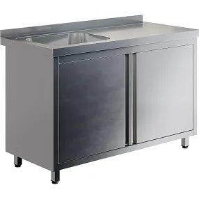 стол производственный с распашными дверьми спзр1м-12/7-бл с моечной ванной