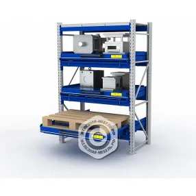 стеллаж с выкатными платформами s-heavy 1000/1300 (4 яруса хранения)