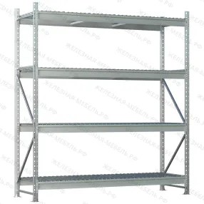 стеллаж ms pro z 2000х1800х600 (4 яруса с секционным сетчатым настилом)