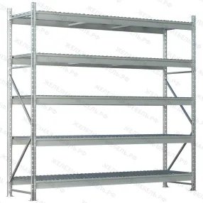 стеллаж ms pro z 2500х2100х600 (5 ярусов с секционным сетчатым настилом)