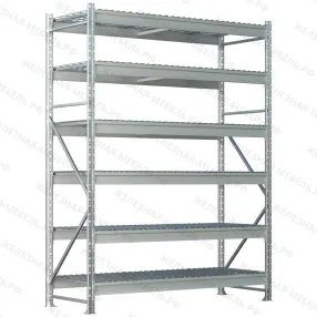стеллаж ms pro z 2500х1500х600 (6 ярусов с секционным сетчатым настилом)