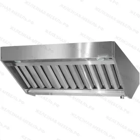 зонт приточно-вытяжной полуоткрытый зппн - 400х1200х1600 «norma inox» островной (к-т светильников)