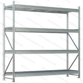 стеллаж ms pro z 2500х2100х800 (4 яруса с секционным сетчатым настилом)