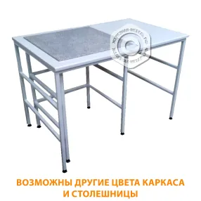 стол лабораторный для весов сл-200/3, камень 600х400 (гранит серый, постформинг белый, каркас белый)