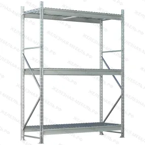 стеллаж ms pro z 2500х1500х600 (3 яруса с секционным сетчатым настилом)