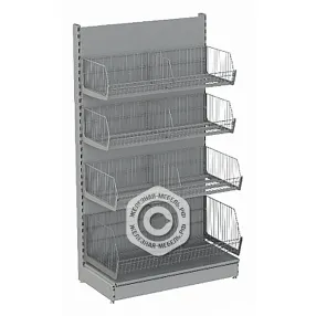 стеллаж торговый пристенный с навесными корзинами 50 серия