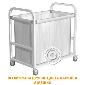 тележка для белья тб (кожзам эконом белый, каркас белый)