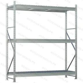 стеллаж ms pro z 2000х1800х600 (3 яруса с секционным сетчатым настилом)