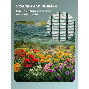 сетка фасадная затеняющая зелёная, 30-35% 2х10 м