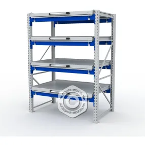 стеллаж с выкатными платформами s-heavy 1000/1300 (4 яруса хранения)
